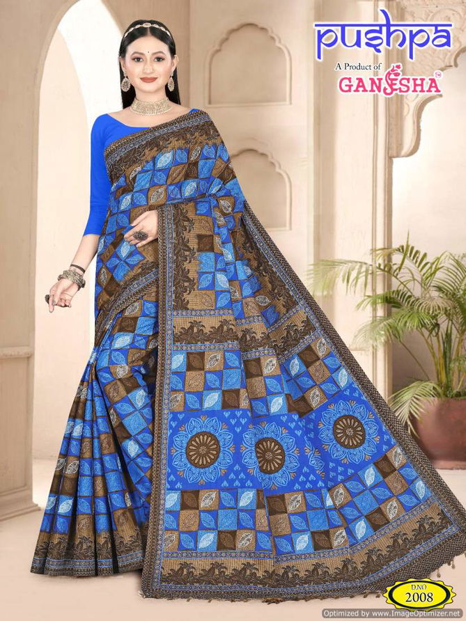 Pushpa Vol 2 By Ganesha Heavy Cotton Printed Daily Wear Sarees Suppliers In India